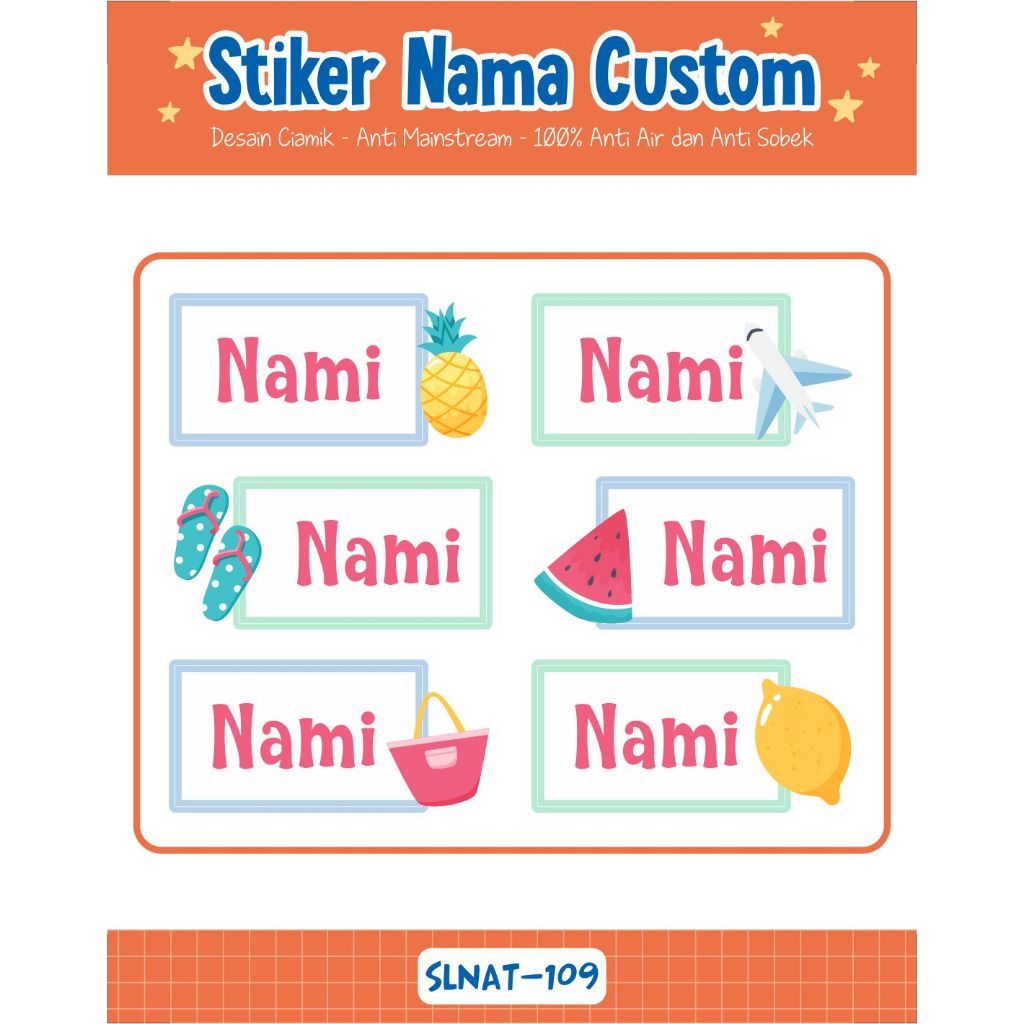 

Infinity Label Stiker Nama Anak Tas Sepatu Buku Sekolah Baju Botol SLNAT-109 Desain Anti Mainstream 2x4cm Waterproof 42pcs