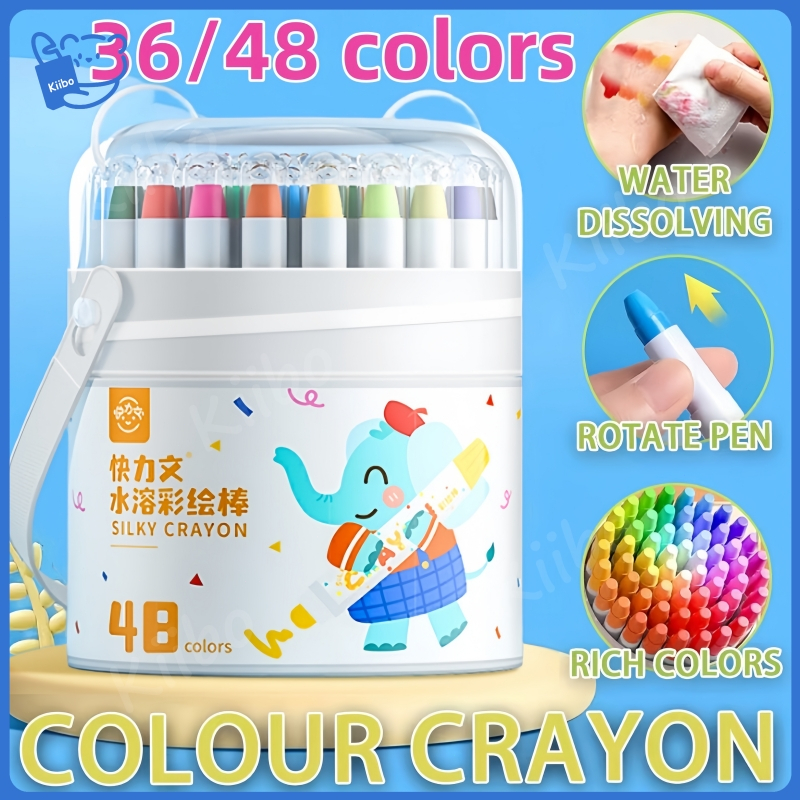 

【Ready Stock】Crayon Putar Crayon Washable 48 Warna For Kids Tidak Beracun yang Seni Gambar Pastel Minyak Crayon Krayon Anak-anak