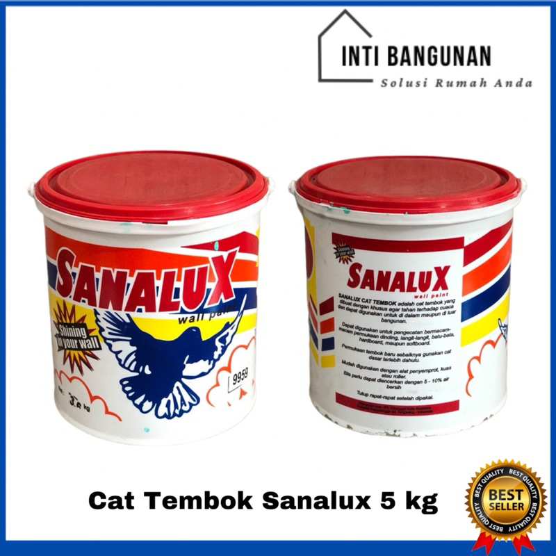 Cat Tembok / Dinding Sanalux 5kg 5 kg Putih / Kuning / Biru / Hijau