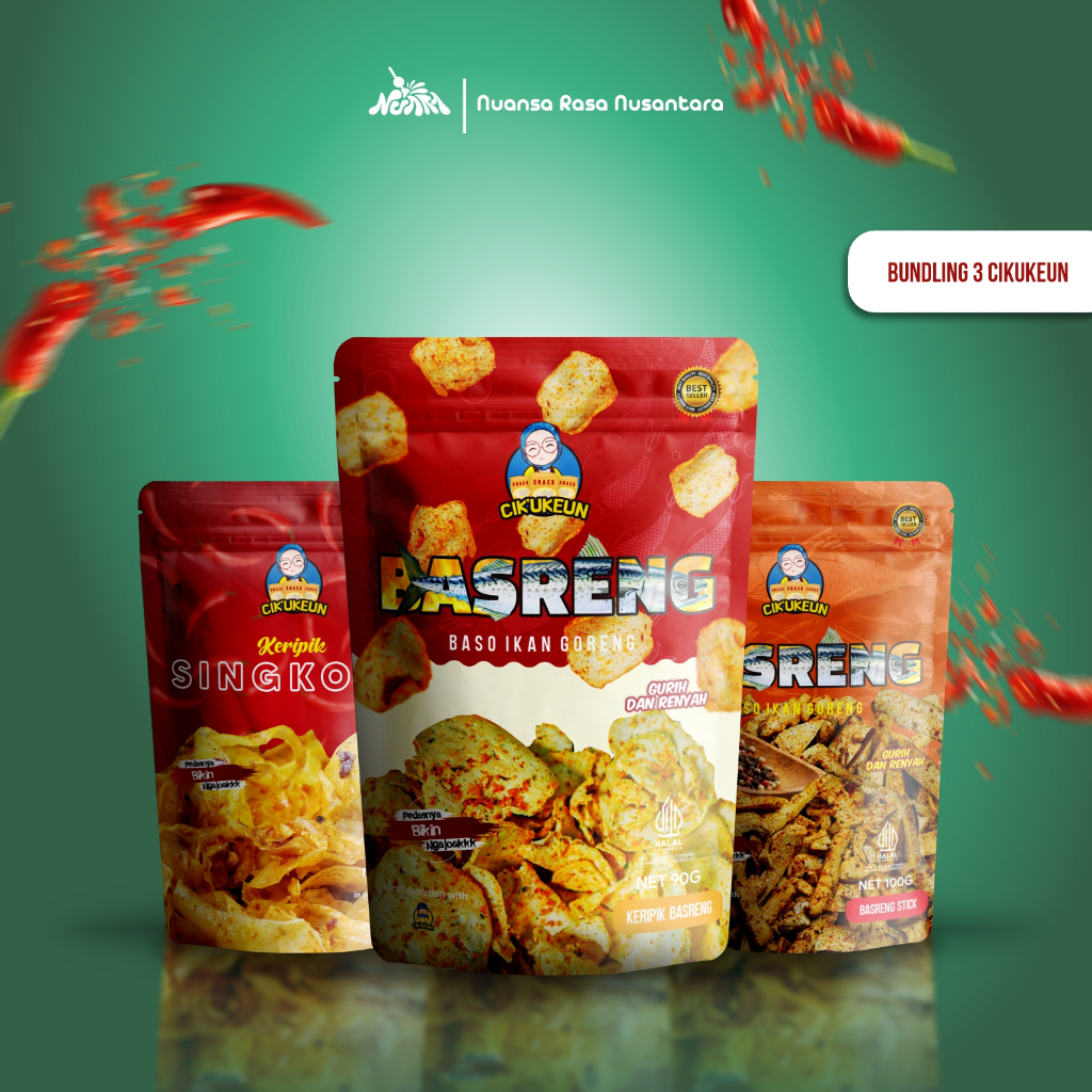 

[ TERLARIS & TERPERCAYA] CIKUKEUN - BUNDLING PEDAS 3 - Cemilan Gurih Pedas Keripik Basreng Stick Singkong