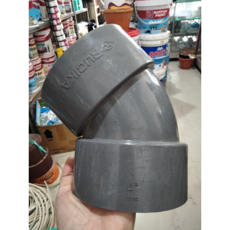 KENI ELBOW L 45 DERAJAT SAMBUNGAN FITTING PIPA PVC 4 INCH RUCIKA