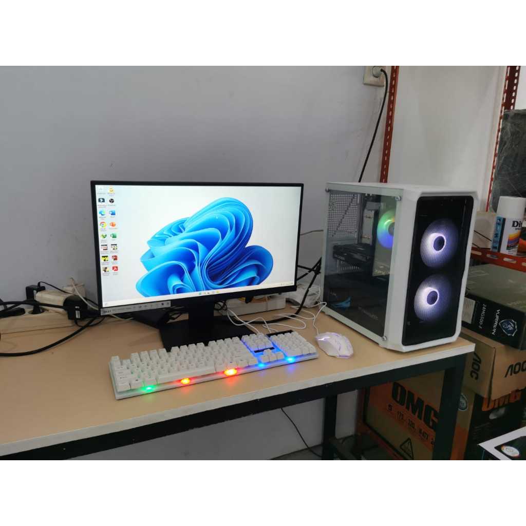 RAKITAN PC KOMPUTER GAMING RYZEN 5 5600G 32GB NVME 512GB LENGKAP MONITOR
