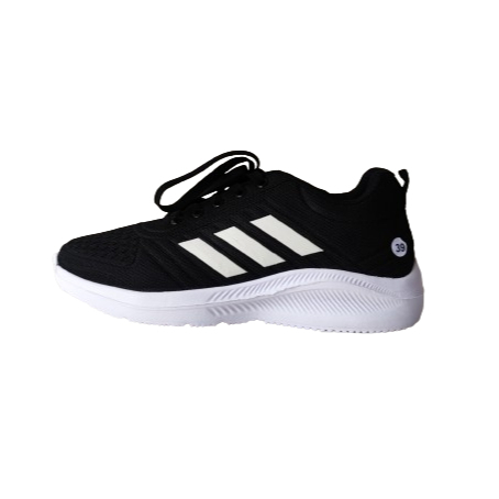 Sepatu Sekolah Super Black Cowok Cewek Sneakers Olahraga Hitam Kualiah Polos Premium