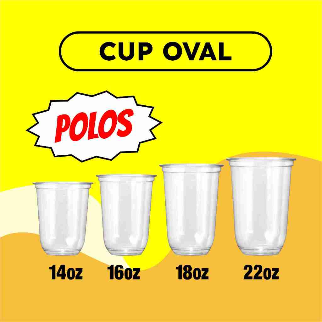 Cup Gelas Minuman Polos 14oz 16oz 18oz 22oz Oval dan Datar Murah