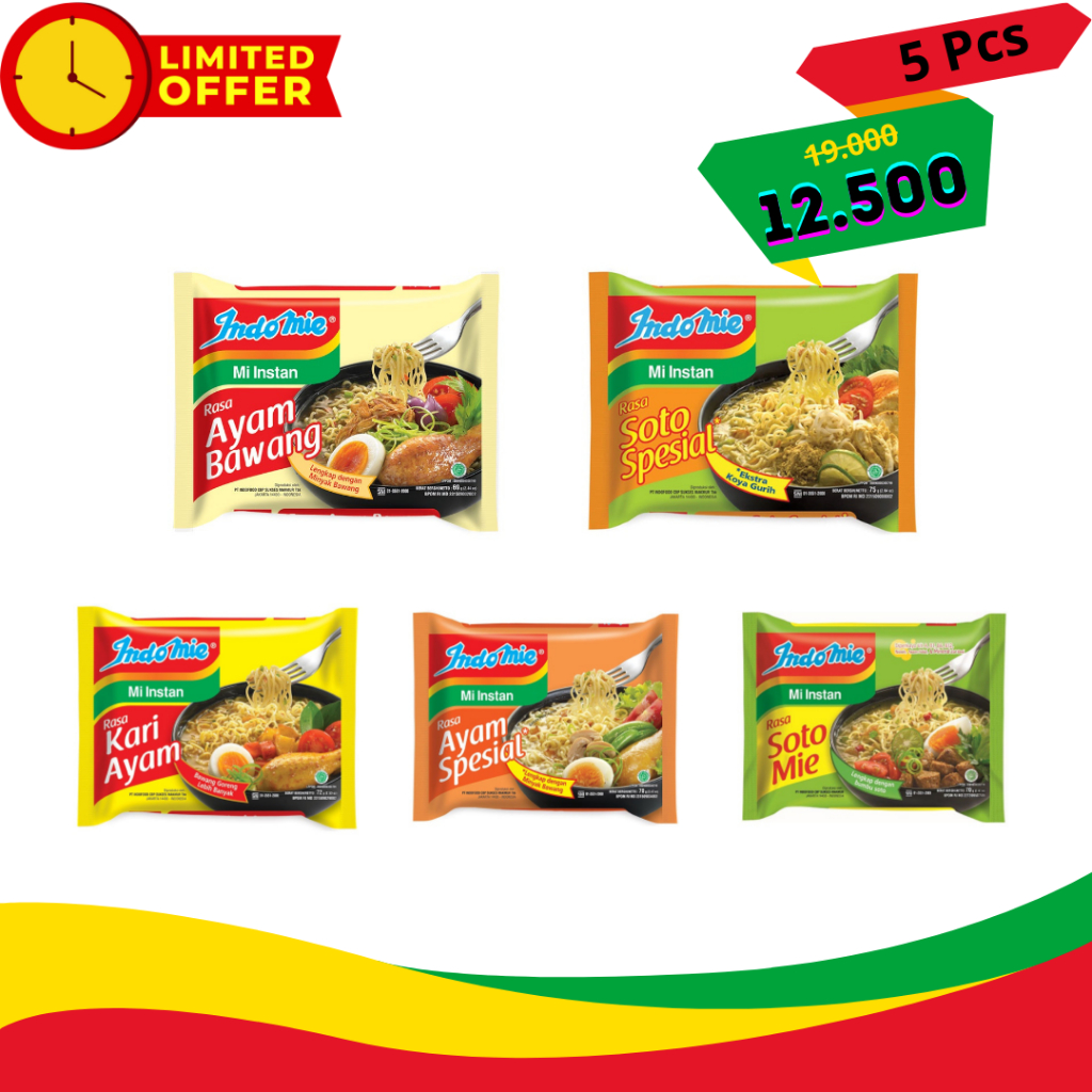 

[ Indomie 5 Pcs 12.500 ] Indomie Mie All Varian Mie Instan 85 gr x 5 Pcs Nikmat dan Praktis