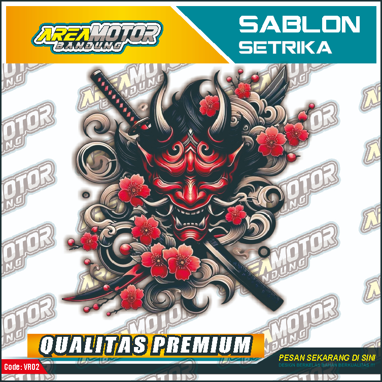 

Print sablon DTF/cetak sablon DTF/sablon setrika siap press 1 sisi Tema SAMURAI v10 Uk A4 / A3