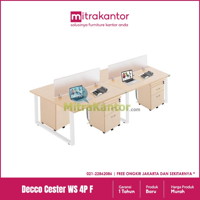 [ HARGA KONFIRMASI LAGI ] Partisi Kantor Staff Meja Worstation Decco Cester WS 4P F Meja Kerja Minim