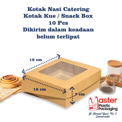 

Box / Dus Kraft Laminasi 18x18x7/ Dus Kue / Dus R8 Nasi Catering Jendela - 10 Pcs