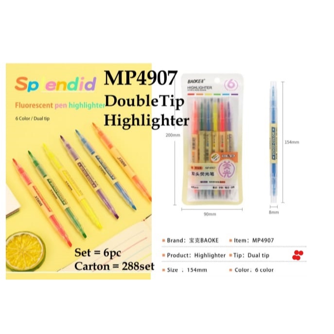 

Highlihter Double Tip MP4907 dan MP4908 ( 6 Set )