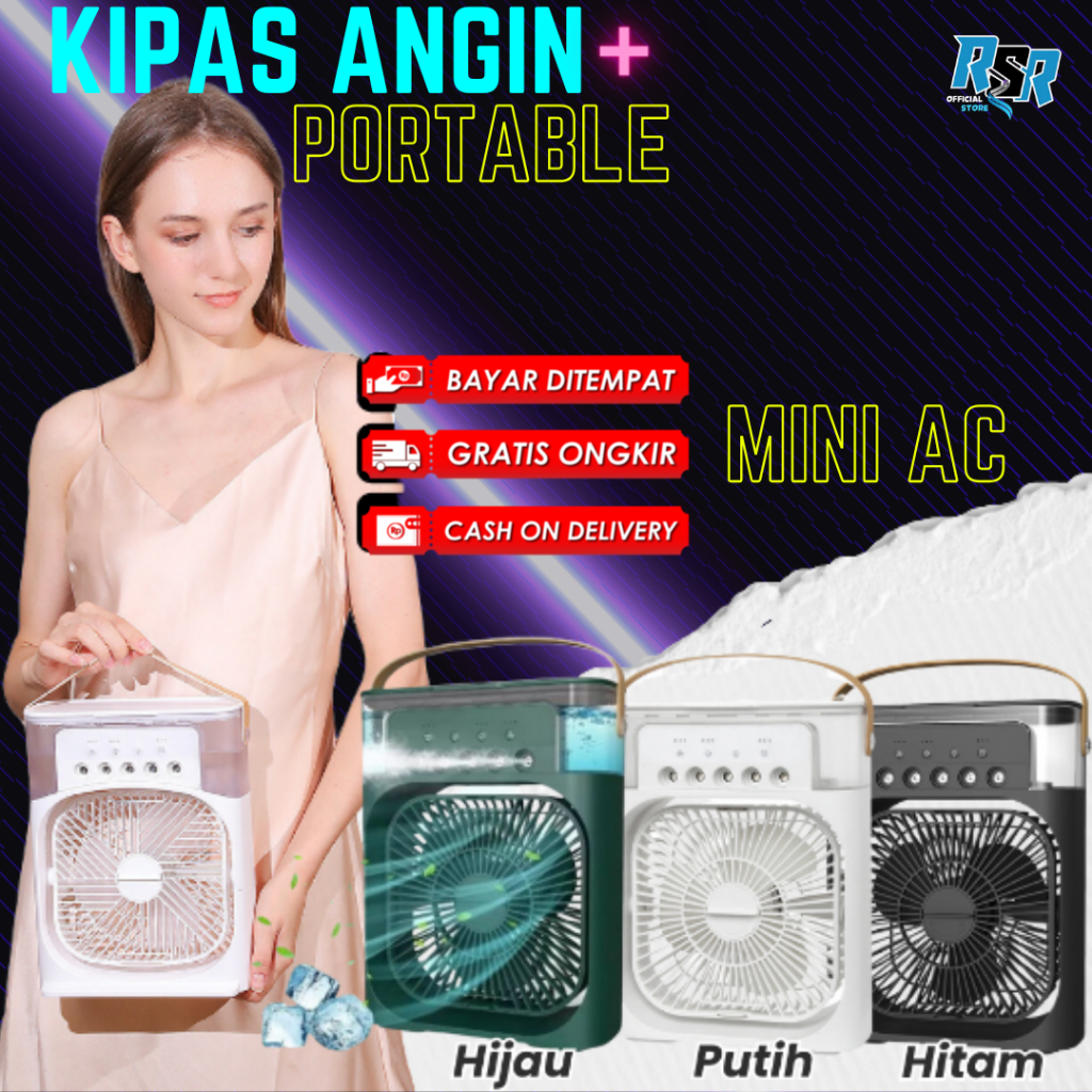 Kipas Angin AC Portable Mini dengan Es Batu dan Humidifier - Teknologi Canggih untuk Pendinginan Rua