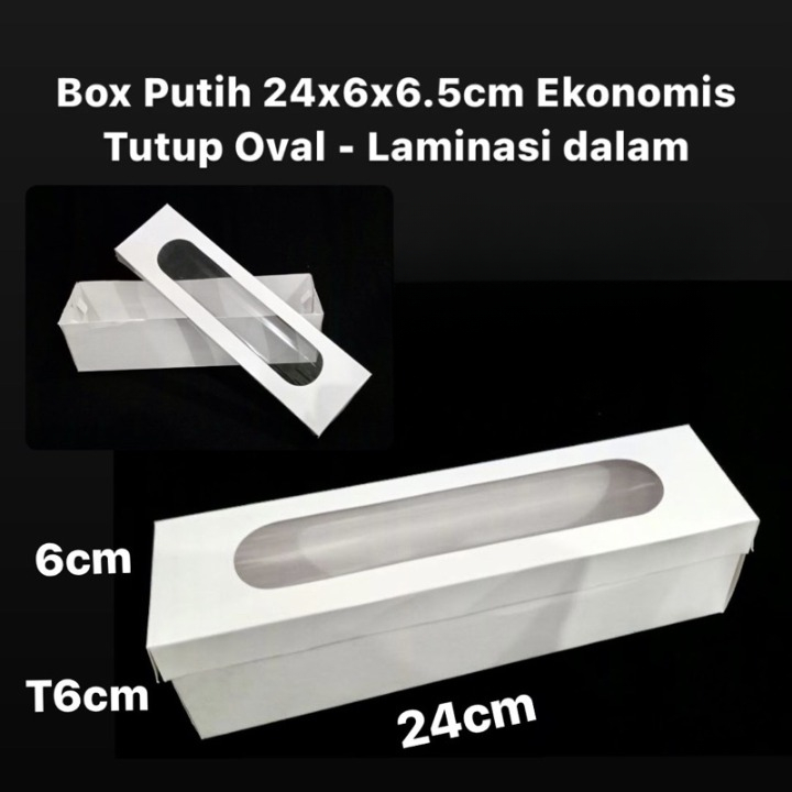 

( 5 pcs ) Box Packaging Kue Gulung Size 24x6x6 cm Dus Laminasi Putih Ekonomis Kemasan Mini Pie