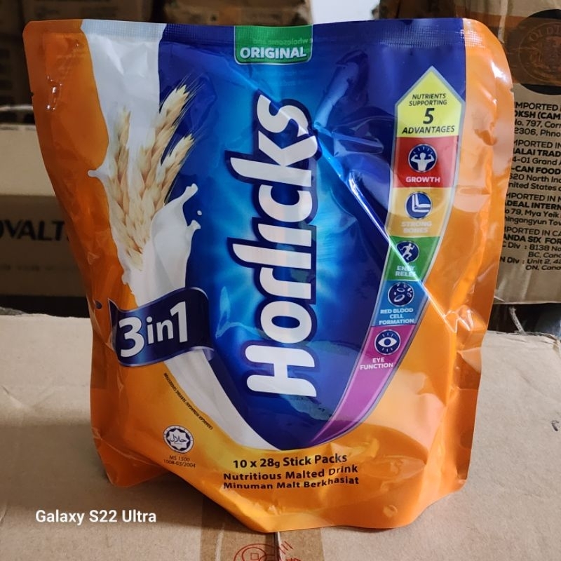 

Horlicks Original 3in1 Cereal Sacet Malaysia Label Halal.