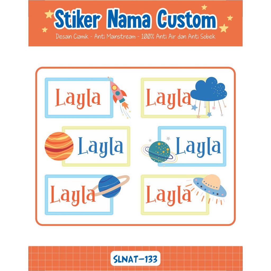 

Infinity Label Stiker Nama Anak Tas Sepatu Buku Sekolah Baju Botol SLNAT-133 Desain Anti Mainstream 2x4cm Waterproof 42pcs