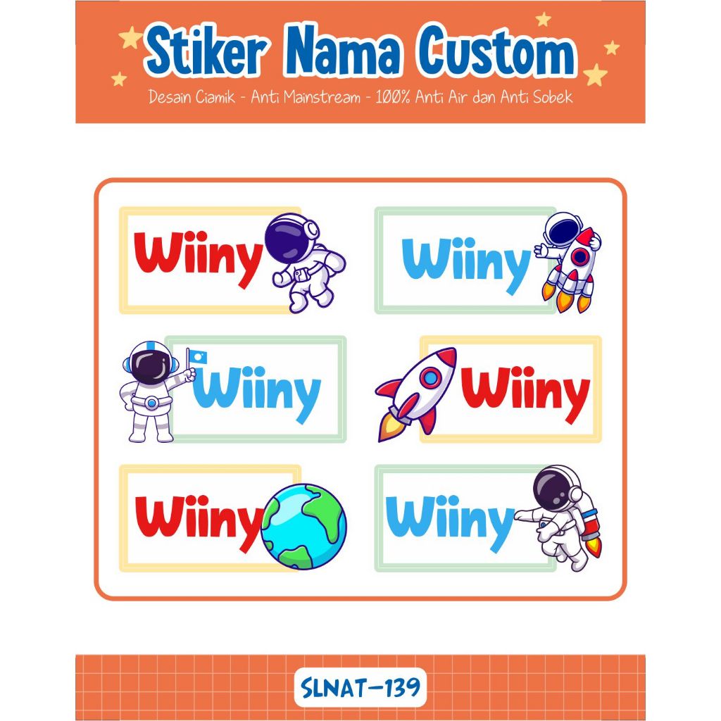 

Infinity Label Stiker Nama Anak Tas Sepatu Buku Sekolah Baju Botol SLNAT-139 Desain Anti Mainstream 2x4cm Waterproof 42pcs