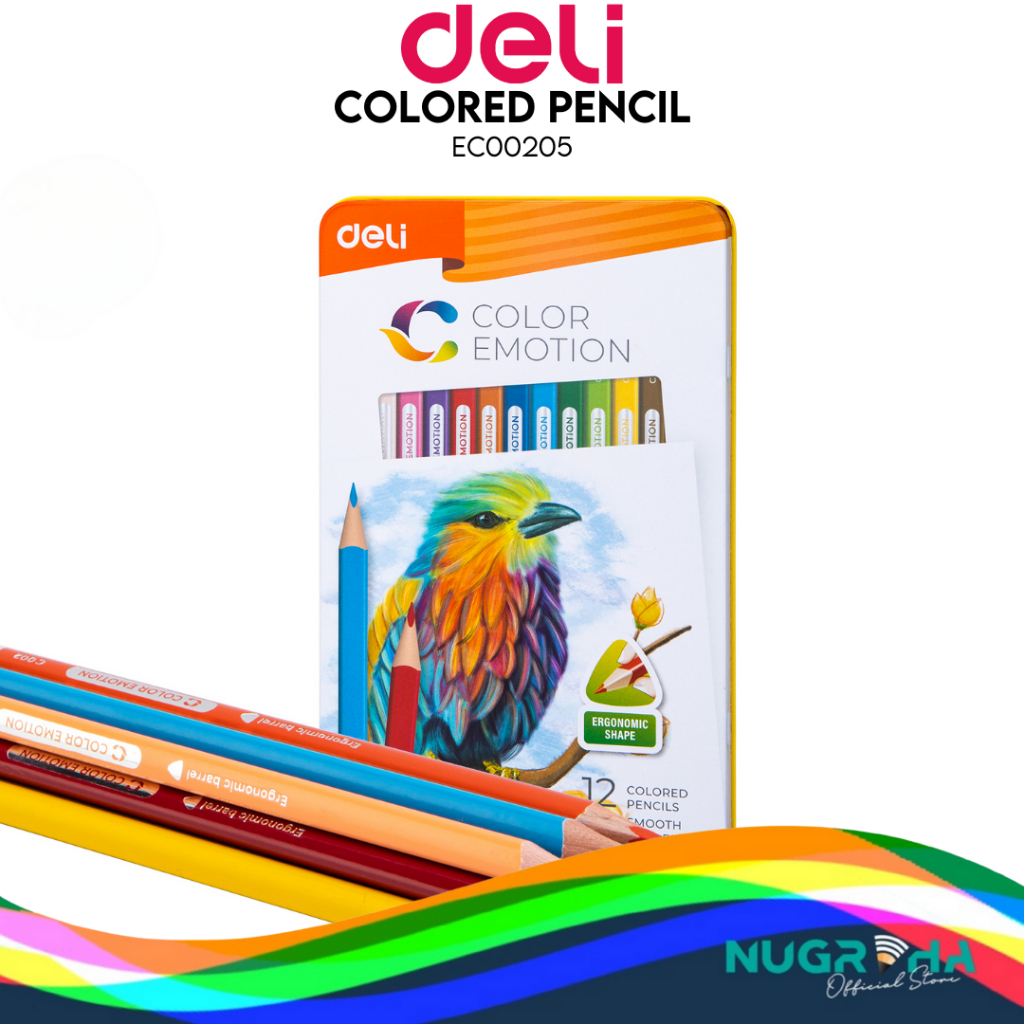 

Pensil Warna Colored Pencil Kaleng Panjang 12 Warna Segitiga Deli C002 05