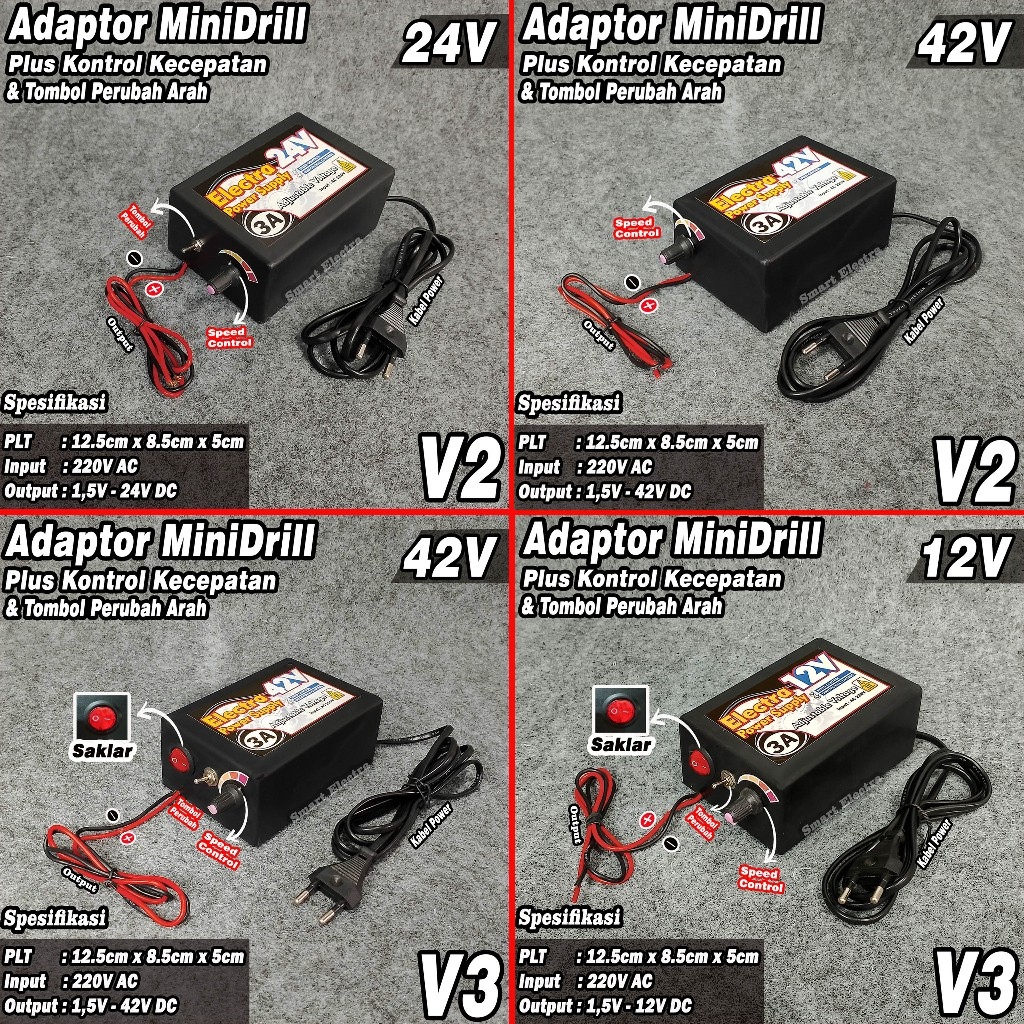 ADAPTOR Power Supply Mini Drill Untuk Dinamo DC 12V 24V 42V