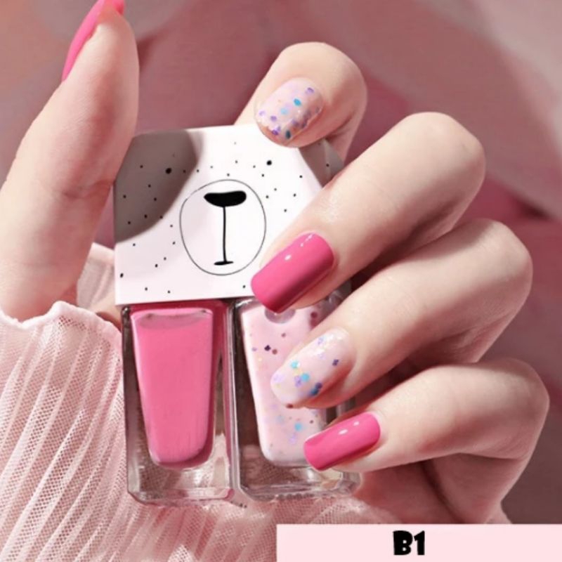 ( diolyn.id ) Kutek 2in1 B01 charm star Aisxcoco Warna soft pink pink fanta merah muda gritter silve