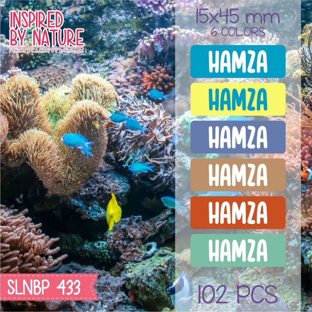 

Stiker label nama waterproof kartun coral sepatu fish buku nemo bawah laut sekolah ikan anak SLNBP 433