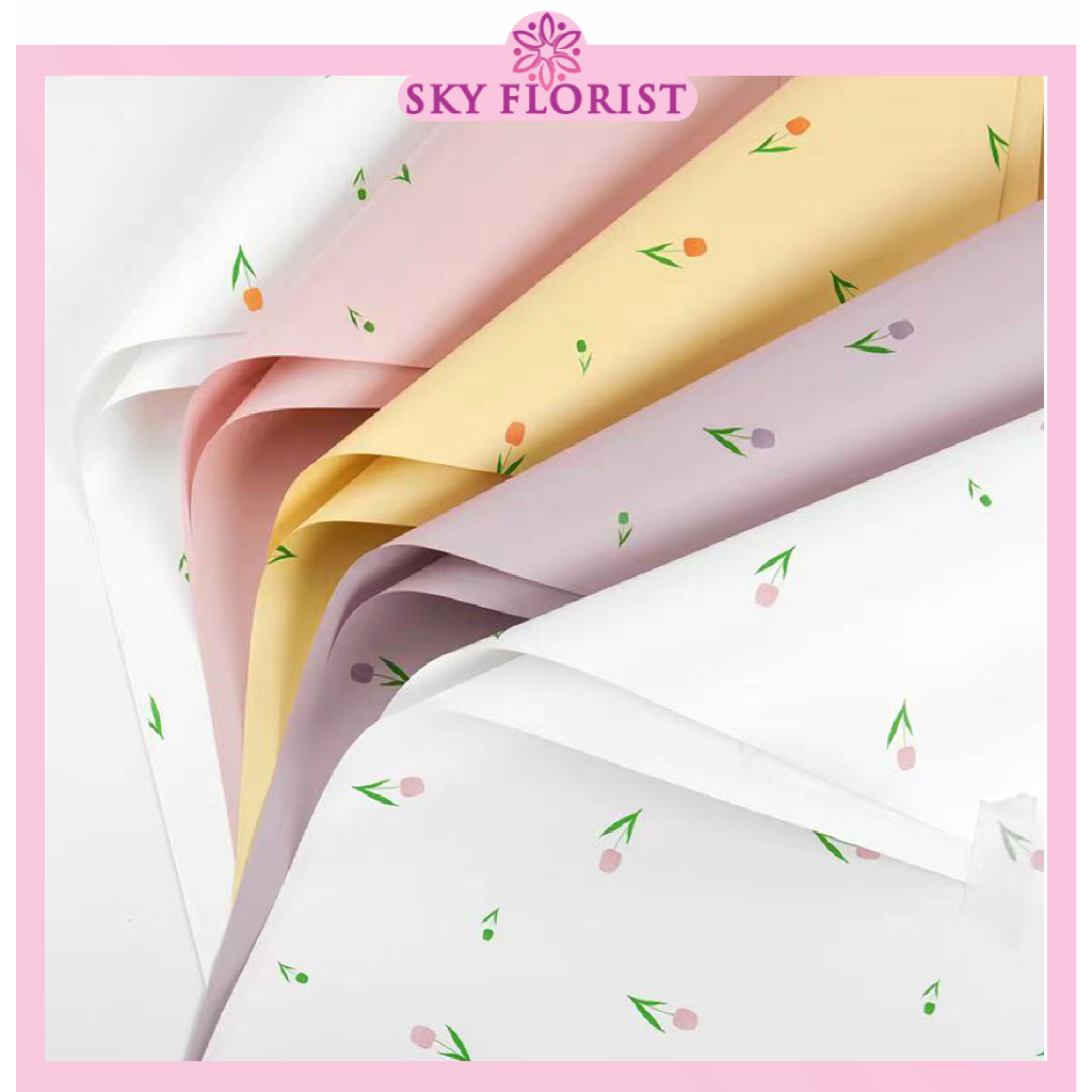 

20 LEMBAR Kertas Buket Bunga Flower Wrapping Tulip Cellophane Waterproof KB6179