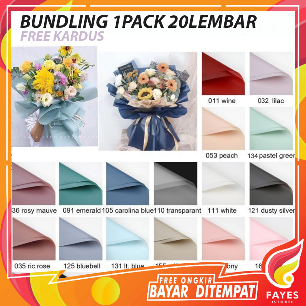 

(1) BUNDLING 1 PACK ISI 20 LEMBAR / FLOWER WRAPPING PAPER / KERTAS BUKET BUNGA KOREA CELLOPHANE WATERPROOF / KERTAS KADO / CELLOPHANE PAPPER