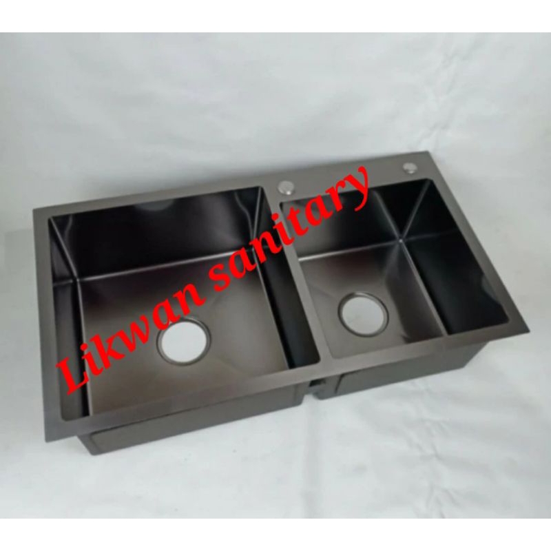 Kitchen sink stainless 8245 hitam / kitchen sink stainless 2 lubang hitam