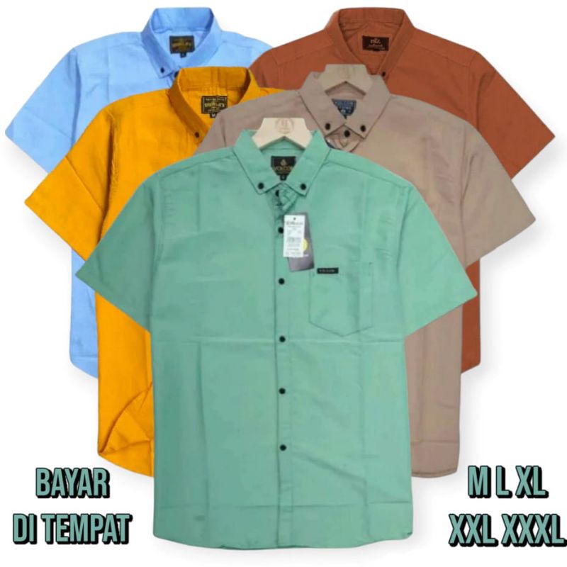 (READY SIAP KIRIM) HURLEY Kemeja Pria Polos Lengan Pendek Pakaian Hem Laki-laki