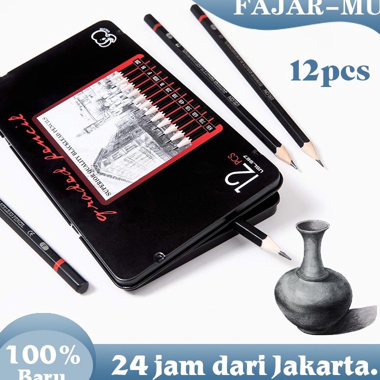 

KODE M93G 12 Pcs Pensil Gambar Sketsa Set Drawing Pencil Set Charcoal Pencils Set Sketch Pencil Set