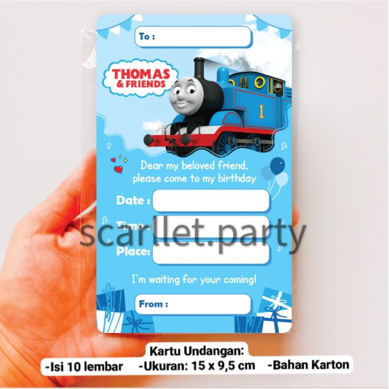 KARTU UNDANGAN THOMAS AND FRIENDS TRAIN KERETA ULTAH ULANG TAHUN ISI 10 HAPPY BIRTHDAY ACARA INVITAT