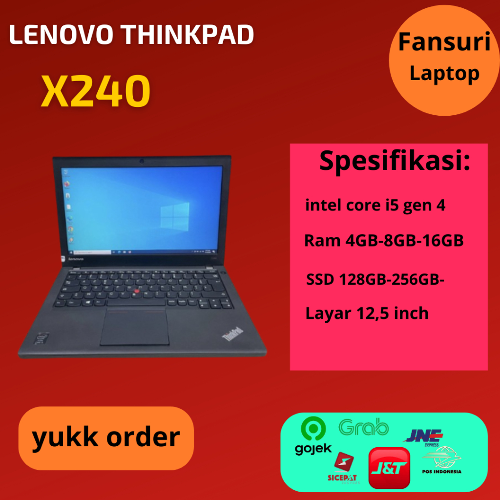 Laptop lenovo thinkpad termurah X240 core i5 gen4 ram 8gb ssd 256gb