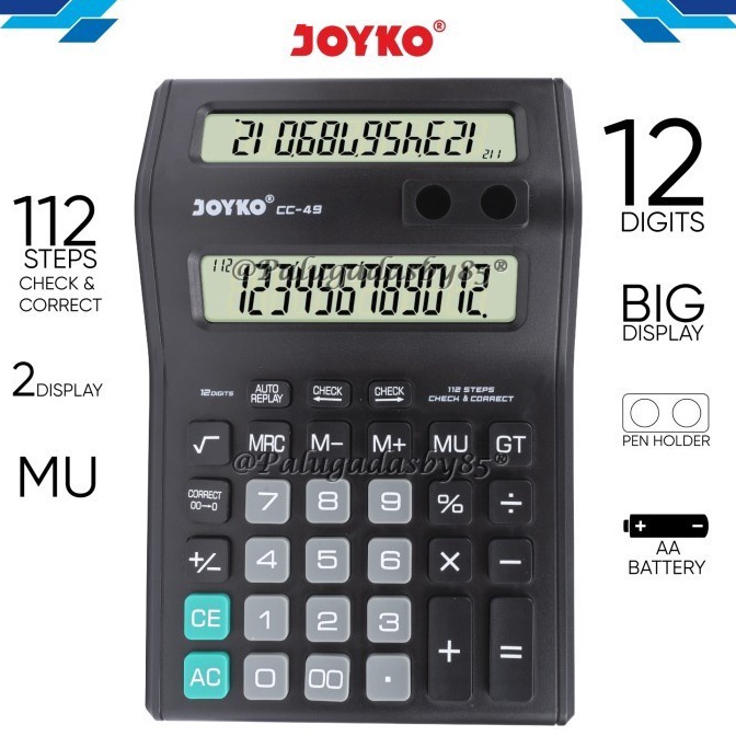 

KODE N16C Kalkulator Joyko CC49 12 Digits 2 Display 1 Biji Calculator Joyko CC49 Joyko CC 49 CC49