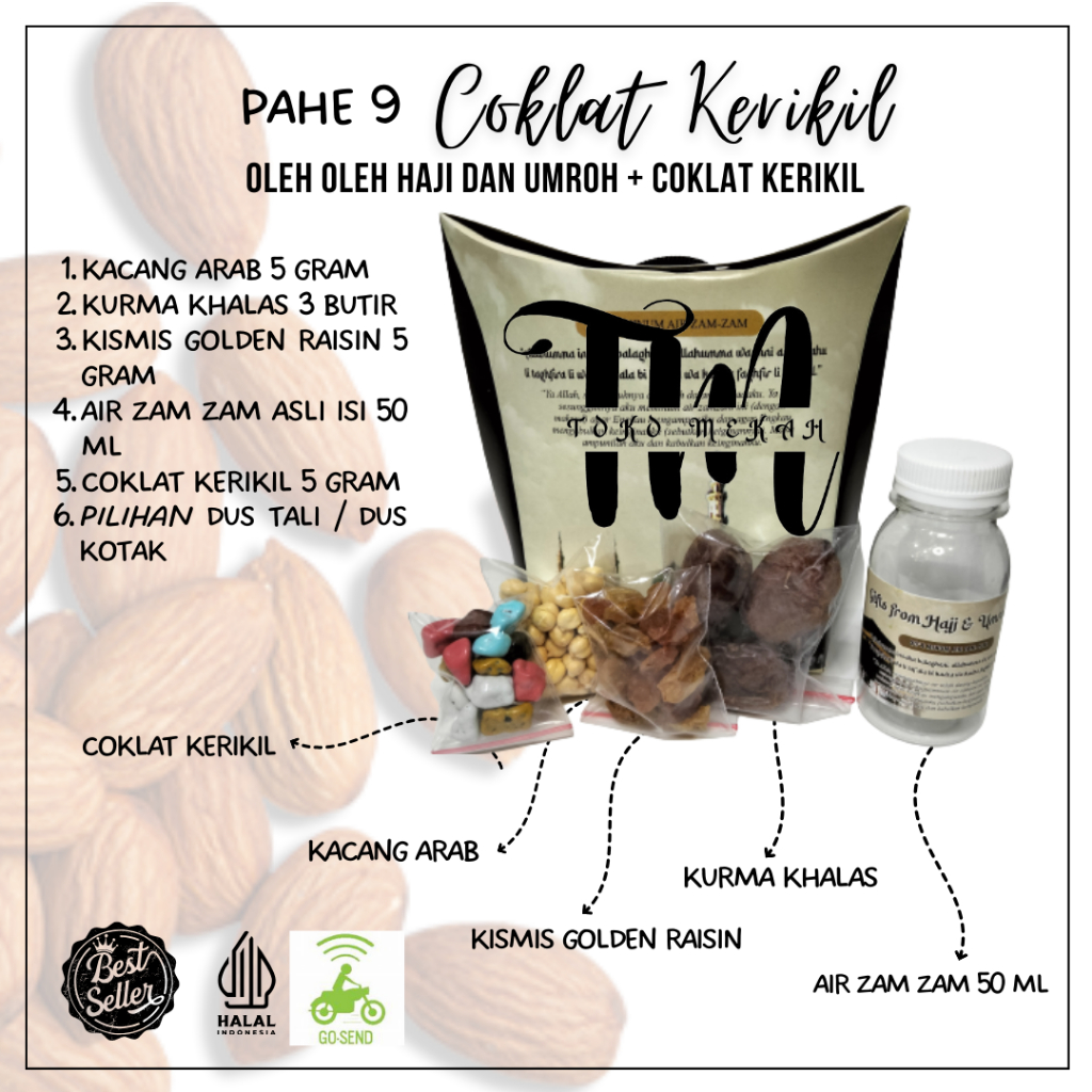 

Paket Oleh Oleh Haji Dan Umroh Lengkap Dus Paperbag Kurma Zamzam Kacang Arab Kismis Coklat Kerikil