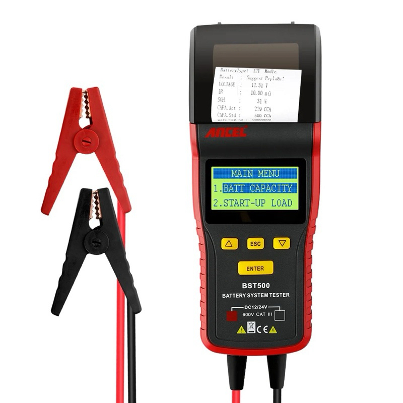 Battery Tester Ancel w Thermal Printer BST500 12V 24V System Truck BST-500 Accu Aki Batere Baterai M