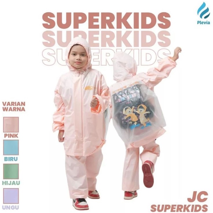 Super Unik  Jas Hujan Anak Jaket Celana Backpack 61Thn Plevia Mantel Mantol Anak Superkids 13 Setela