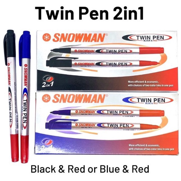 

KODE R48F SPIDOL TWINPEN SNOWMAN 2 WARNA PEN 2 SISI LUSIN 12 pcs