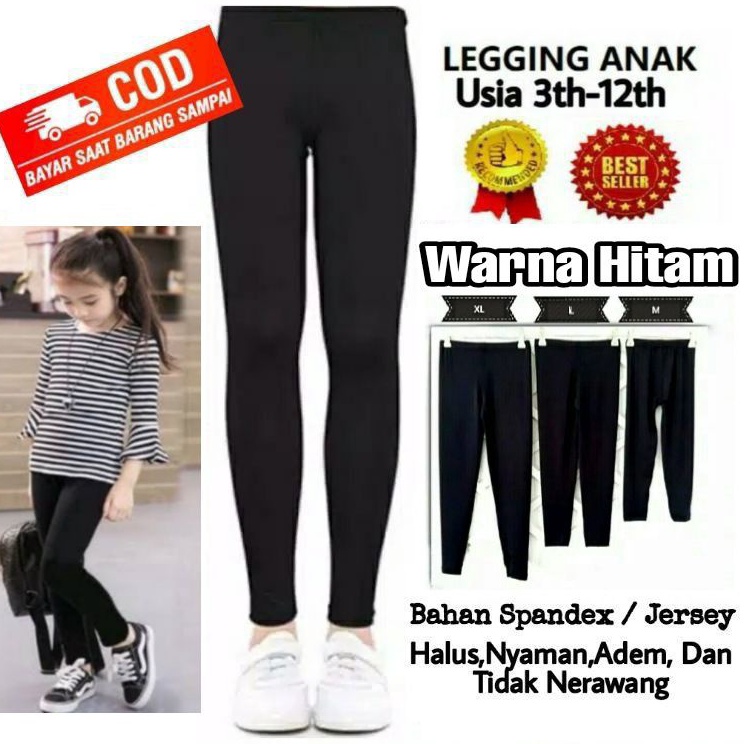 Kejutan Istimewa  Legging Anak Perempuan Warna Hitam Usia 312th Leging Street Olahraga Lejing Sport 