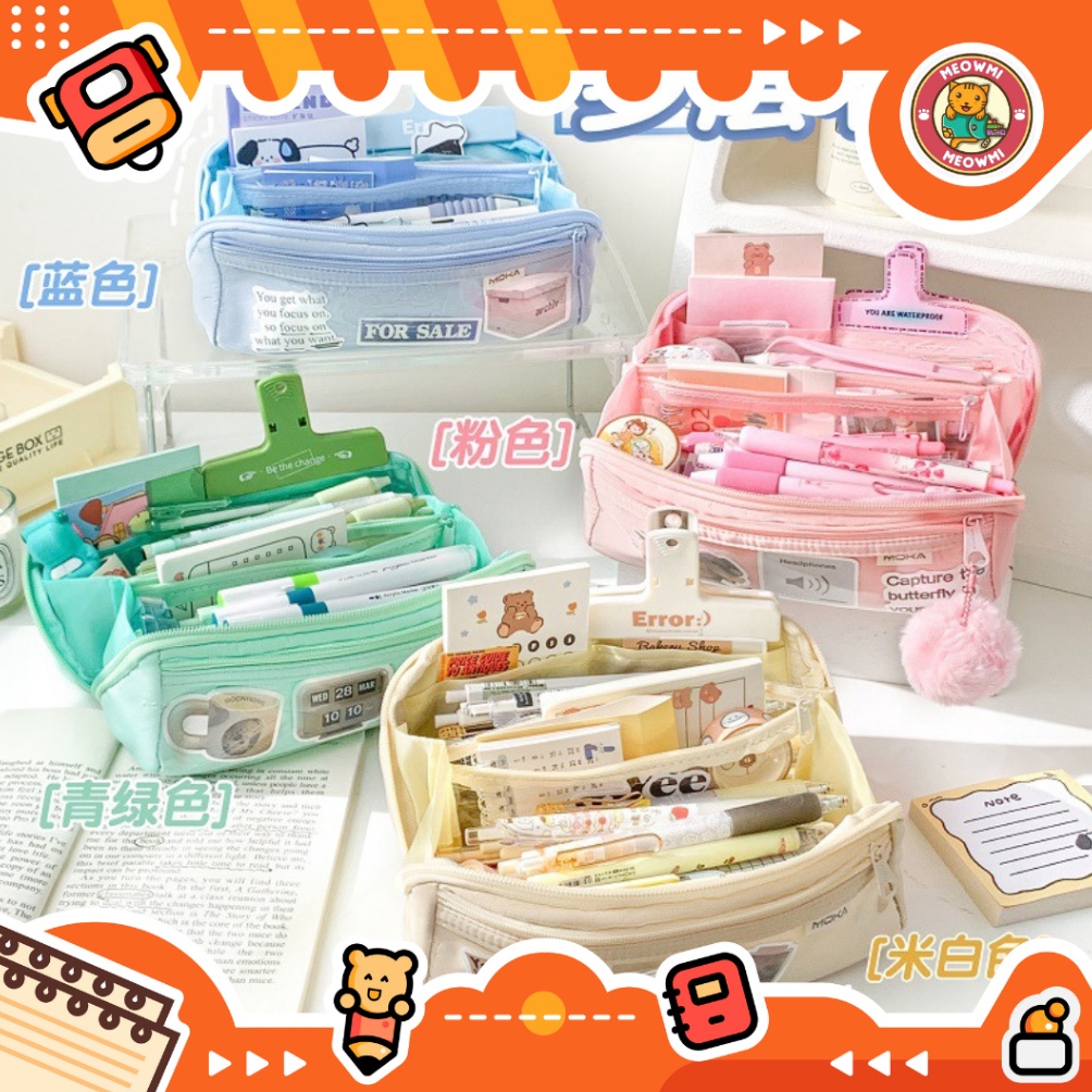 

KODE L97G Tempat Pensil Super Jumbo Warna Pastel Aesthetic 18 derajat zipper PC27