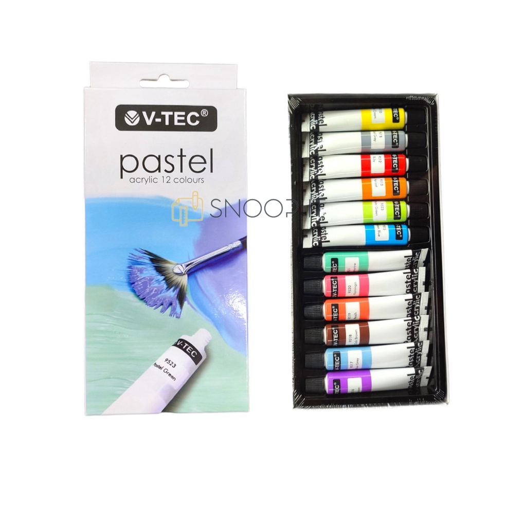 

KODE P56U VTec Acrylic 12 Colours Pastel 6 ML VTec Cat Acrylic Warna Pastel 12 Warna 6 ML Set SHSNP