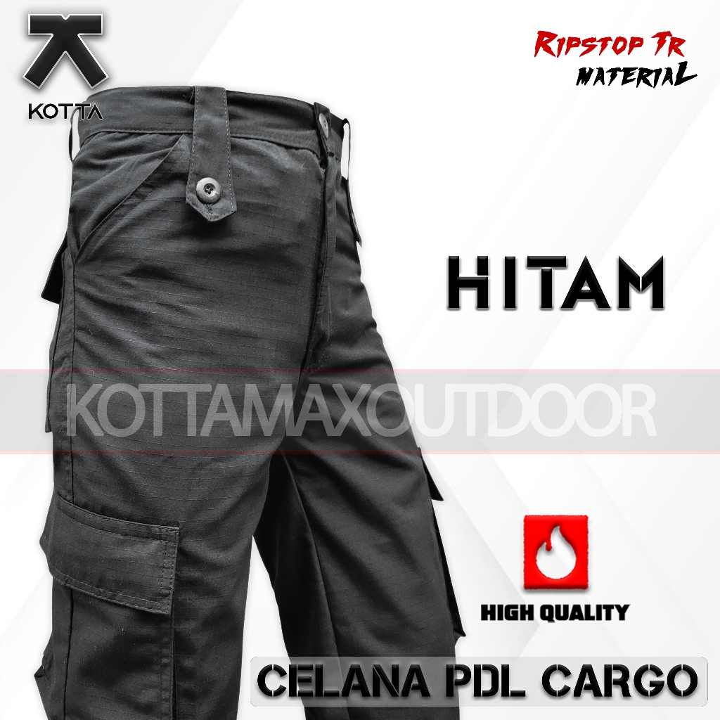 CELANA PDL HITAM PANJANG CARGO LAPANGAN KERJA SATPAM BRIMOB KERJA RIPSTOP PRIA WANITA