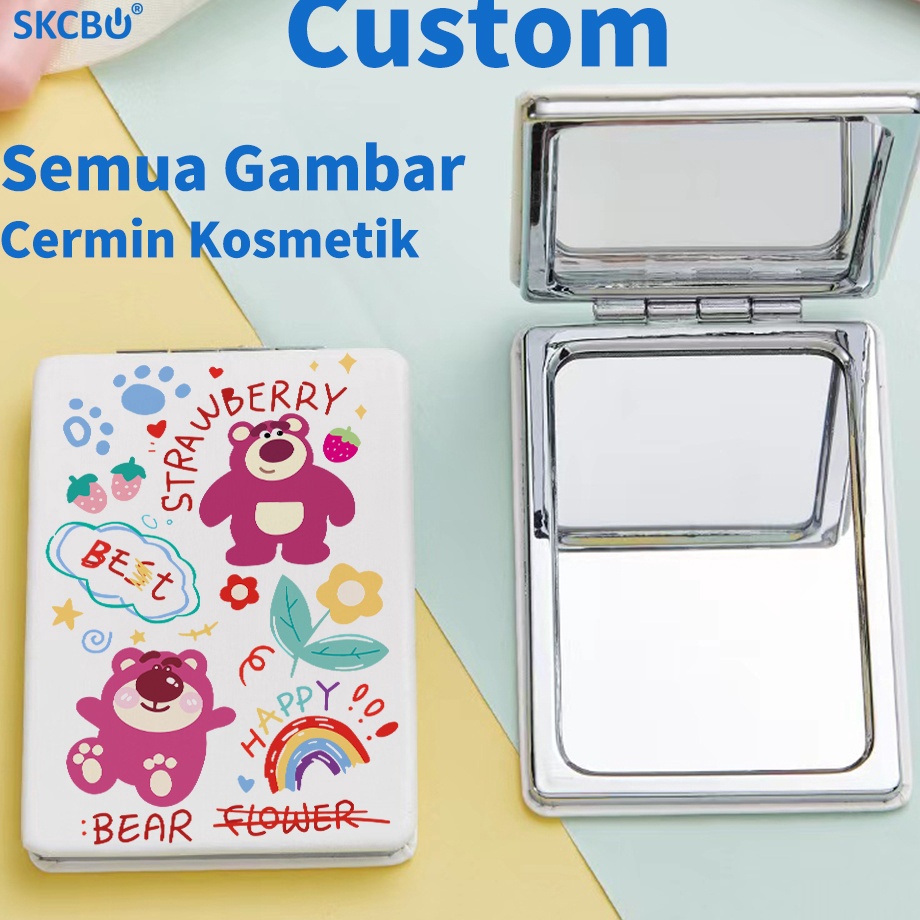 XC26619 SKCBO Cermin Custom gambar Lipat Kartun Cermin Rias Karakter Hewan Lucu Kaca Lipat Kecil Por