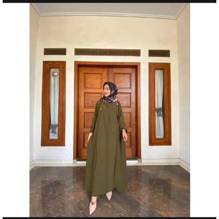 Gamis Aufa Dress gamis Polos Premium Busui Jumbo Size M - L - XL - XXL-army
