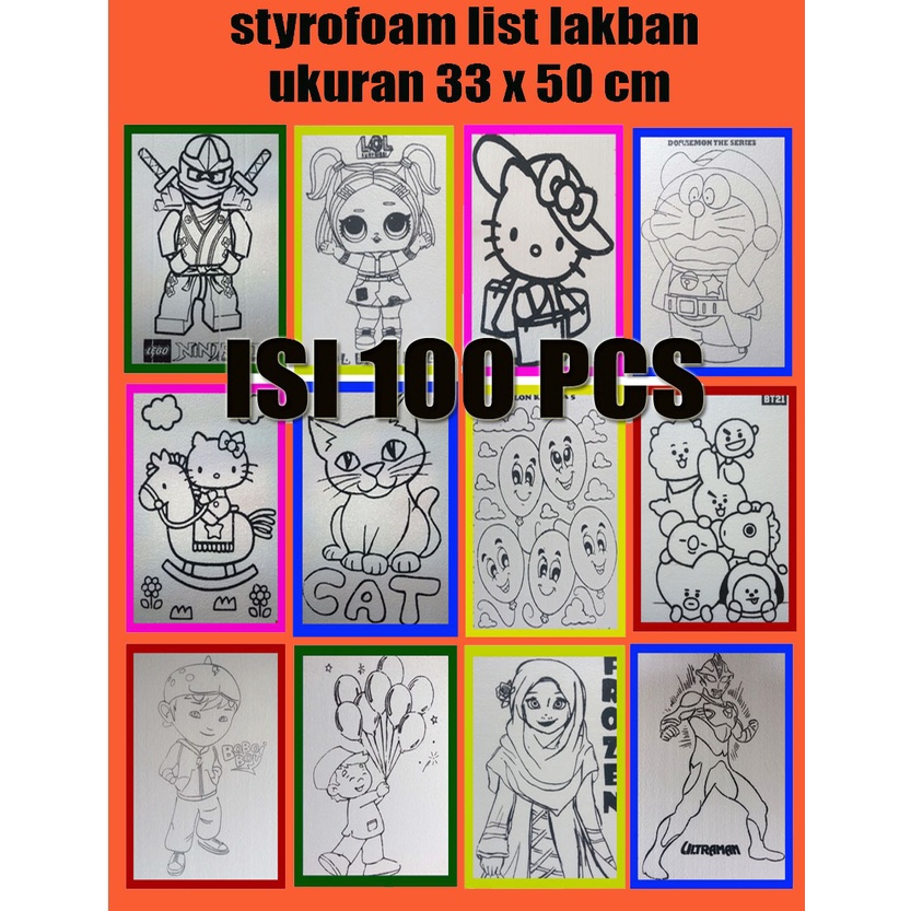 

KODE O32S Paket 1 lembar styrofoam lukis mewarnai uk 33 x 5 list lakban