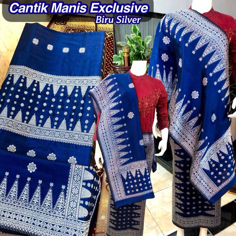 Songket Cantik Manis Exclusive Biru Silver /songket tenun asli palembang /ilham songket palembang