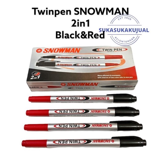 

KODE V7X 12pcsSNOWMAN twin penspidol kecil snowman blackred