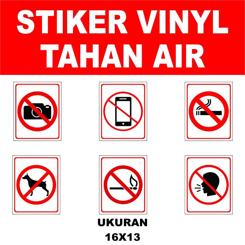 

TANDA LARANGAN DITEMPAT UMUM UK 16X13CM STIKER SIGN/STIKER PERINGATAN/STIKER VINYL/WATERPROOF