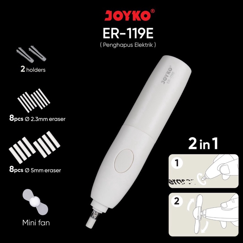 

KODE G84W Penghapus Elektrik Joyko Electric Eraser 2 in 1 1 pcs