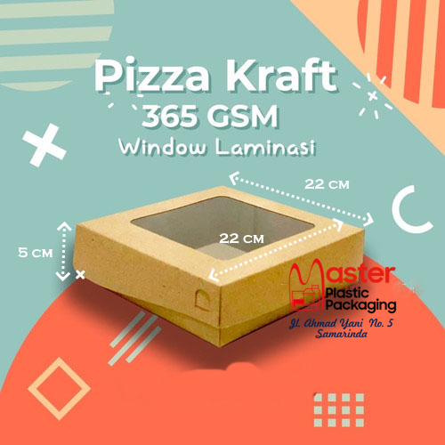 

Box Kraft Jendela / Box Pizza Window / Kotak Kue 22x22x5 - 10 Pcs