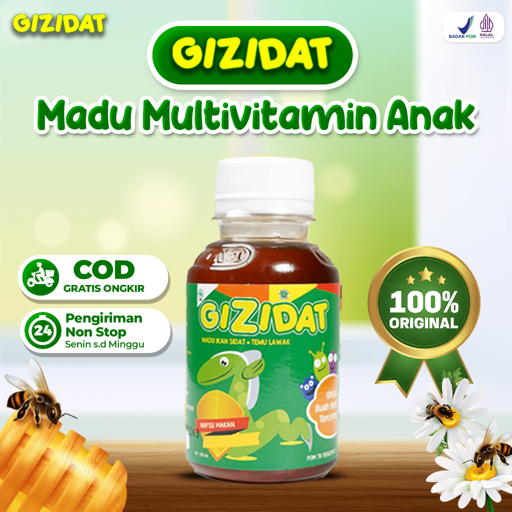 Gizidat - Madu Vitamin Anak Bayi Nutrisi Suplemen Penambah Nafsu Makan & Berat Badan BB Makassar