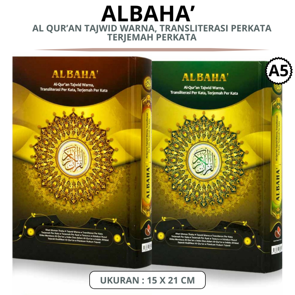 AlQuran Kecil A5 ALBAHA Al Quran Tajwid Warna Transliterasi Per Kata Dan Terjemah Perkata