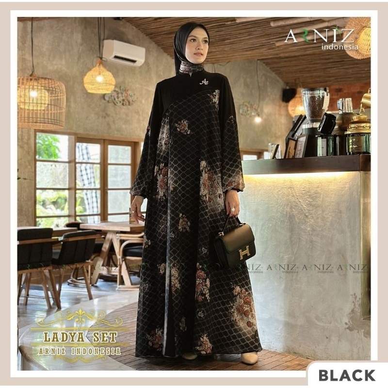 LADYA SET ( DRESS & JILBAB SEGI4 ) BY ARNIZ COLLECTION_ORIGINAL_READY SIAP KIRIM
