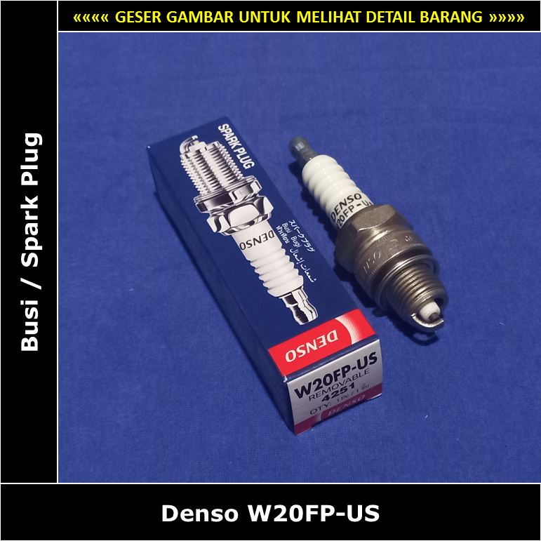 Busi Bajaj Orange 2 tak Roda 3 FE 150 cc 1973-1978 Denso W20FP-US Drat Pendek Spark Plug W20FPUS